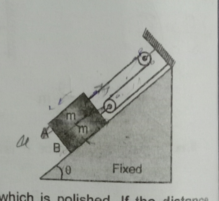Question image for Two be each of mass m are connected as shown in f